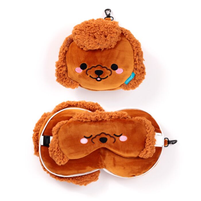 Relaxeazzz Adoramals Gigi the Toy Poodle Zwergpudel Reisekissen & Schlafmaske 
