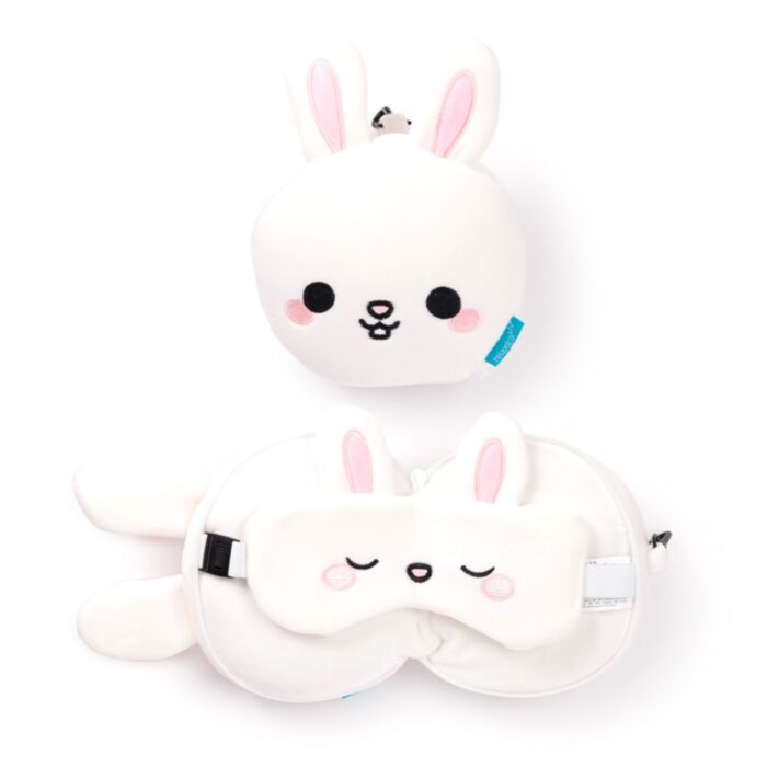 Relaxeazzz Adoramals Frances the Rabbit Hase Plüsch Reisekissen & Schlafmaske 