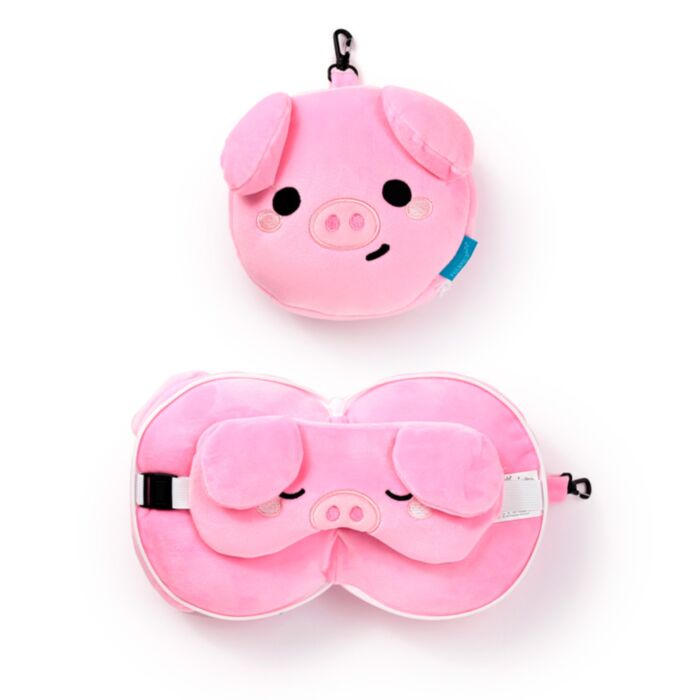 Relaxeazzz Adoramals Oscar the Pig Schwein Plüsch Reisekissen & Schlafmaske 