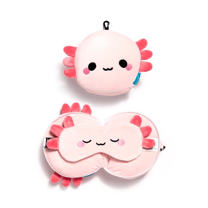 Relaxeazzz Adoramals Maddie the Axolotl Reisekissen & Schlafmaske