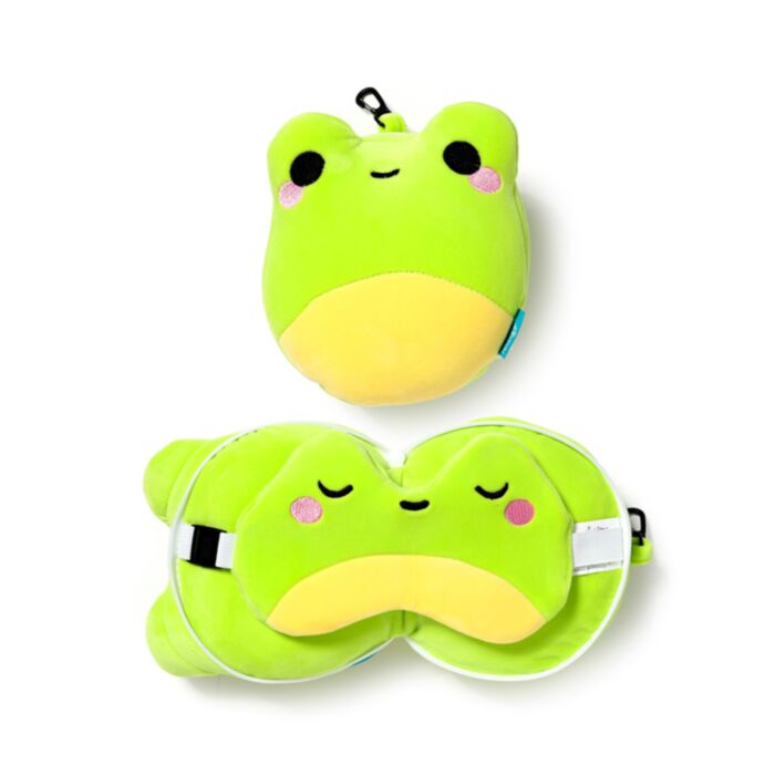 Relaxeazzz Adoramals Silas the Frog Frosch Reisekissen & Schlafmaske