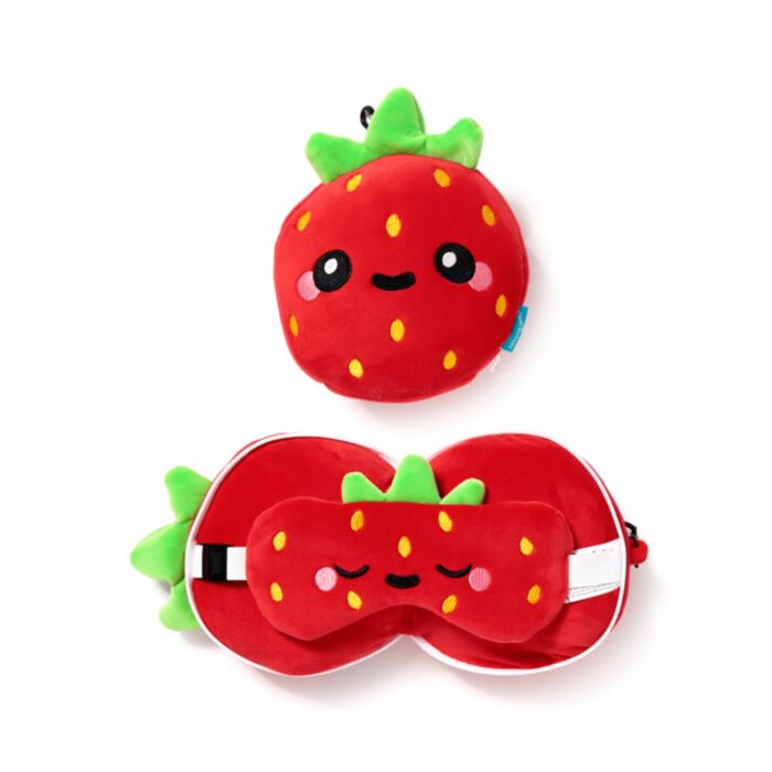 Relaxeazzz Foodiemals Elidi the Strawberry Erdbeere Reisekissen & Schlafmaske
