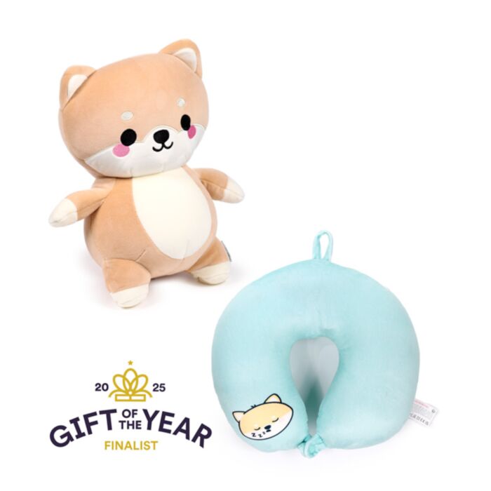 Swapseazzz Adoramals Shuggs the Shiba Inu Hund 2 in 1 Reisekissen & Plüschtier