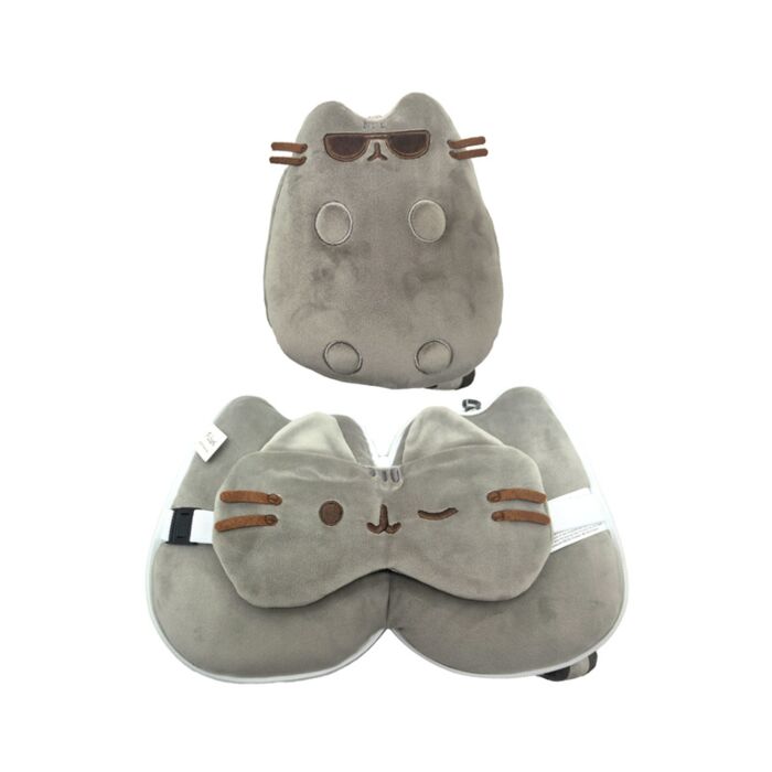 Relaxeazzz Pusheen Cat Katze mit Sonnenbrille – Reisekissen und Schlafmaske