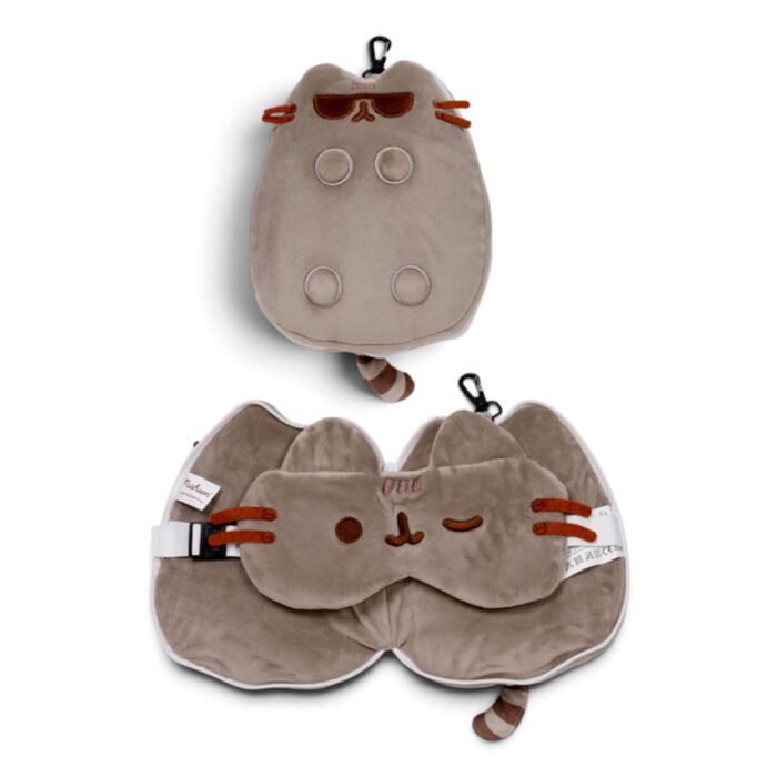 Relaxeazzz Pusheen Cat Katze mit Sonnenbrille – Reisekissen und Schlafmaske