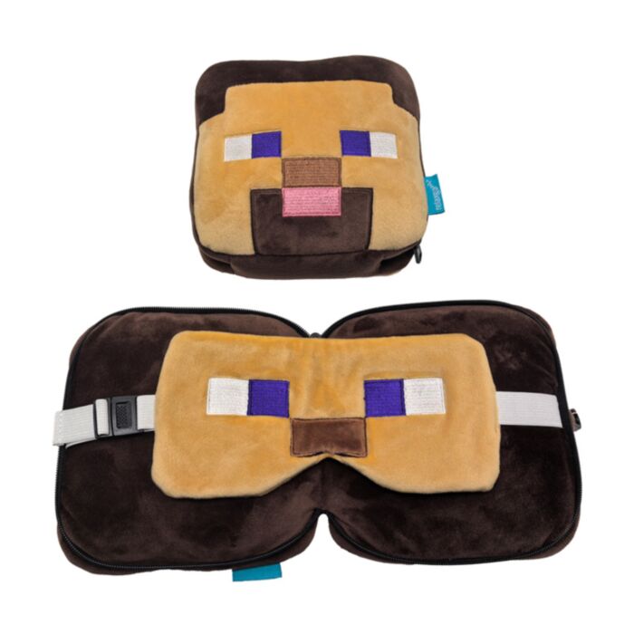 Relaxeazzz Minecraft Steve Plüsch Reisekissen & Schlafmaske