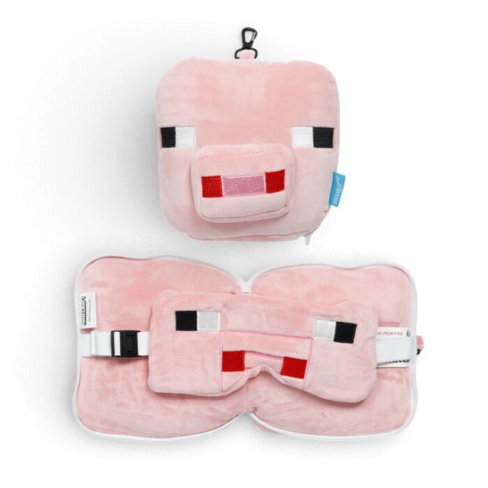 Relaxeazzz Minecraft Pig Plüsch Reisekissen & Schlafmaske
