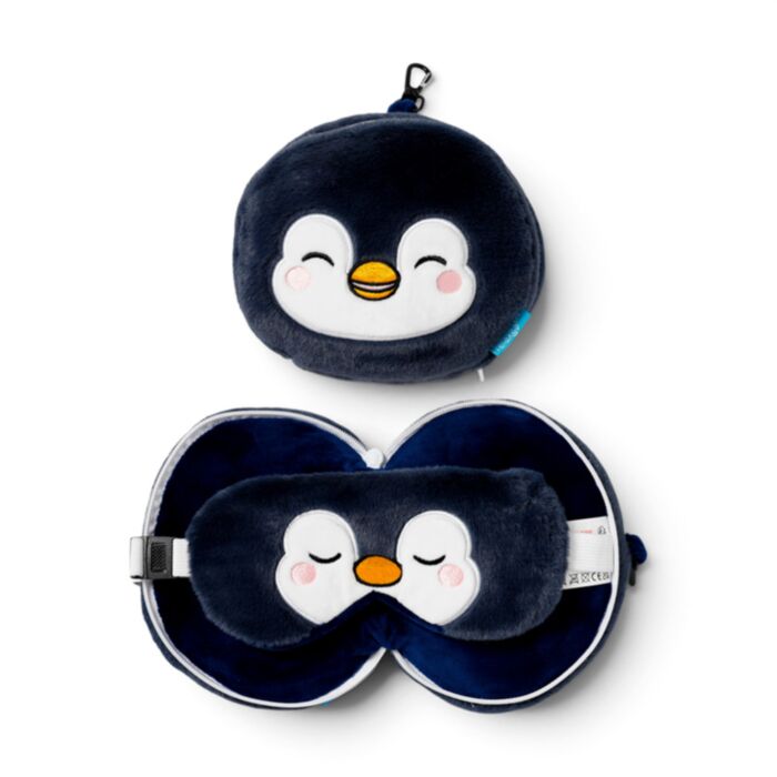 Relaxeazzz Adoramals Nico the Penguin Pinguin Plüsch Reisekissen & Schlafmaske