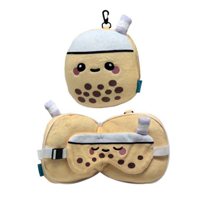Relaxeazzz Foodiemals Bubble Tea Plüsch Reisekissen & Schlafmaske