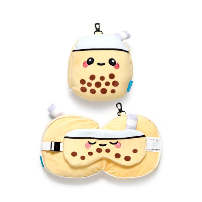 Relaxeazzz Foodiemals Bubble Tea Plüsch Reisekissen & Schlafmaske