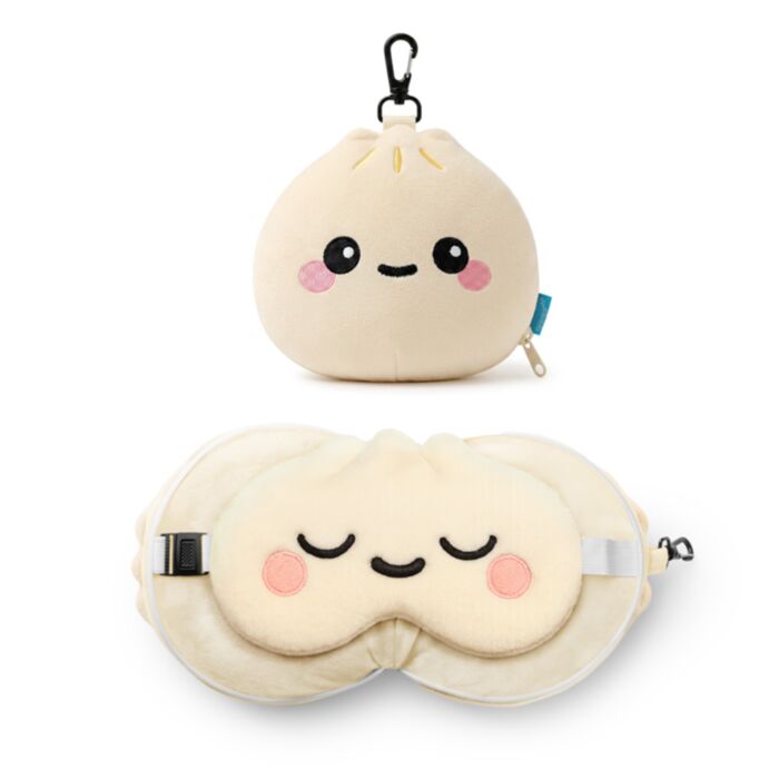 Relaxeazzz Foodiemals Bao House Bao Bun Plüsch Reisekissen & Schlafmaske