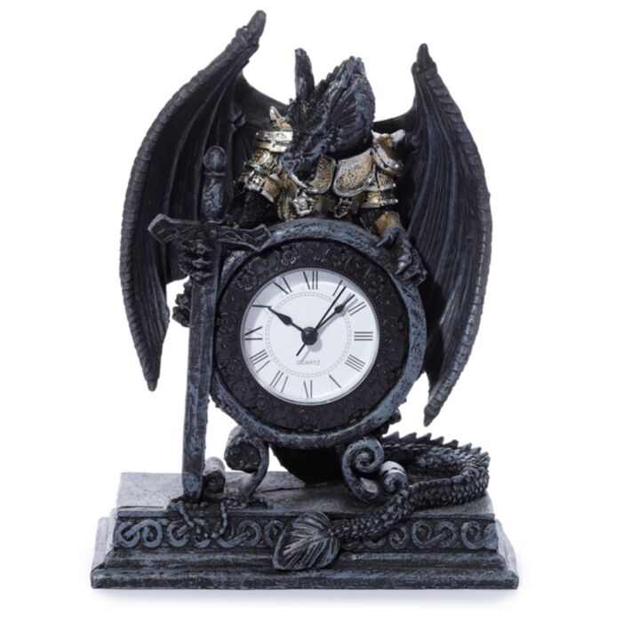 Drache in Rüstung Kaminuhr