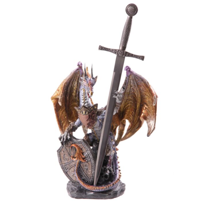 Dark Legends Feuerdrache mit Schild und Schwert