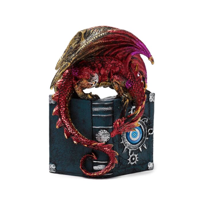 Enchanted Nightmare Feuerdrache auf allsehendem Buch