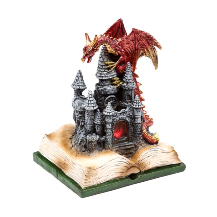 Dark Legends Feuerdrache auf verzauberter Märchenburg LED-Dekoration