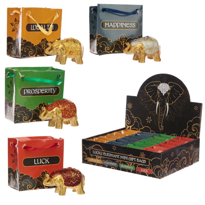 Glückselefant Gold Metalleffekt Glitzer in Geschenkverpackung 3cm