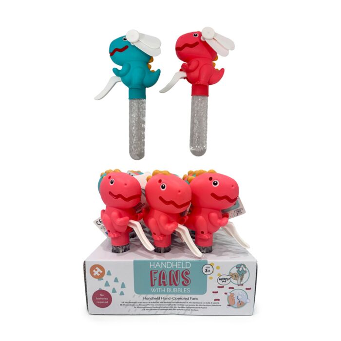 Handbetriebener Dinosaurier-Handventilator mit Seifenblasen