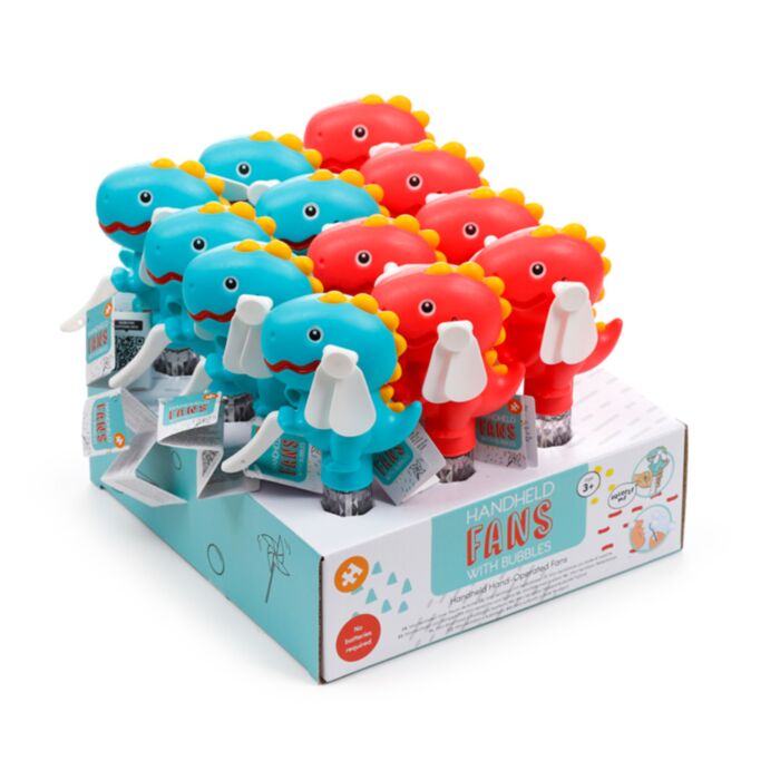 Handbetriebener Dinosaurier-Handventilator mit Seifenblasen