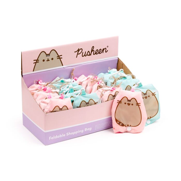 Pusheen the Cat Katze Herzen und Sterne RPET Faltbare wiederverwendbare Einkaufstasche 