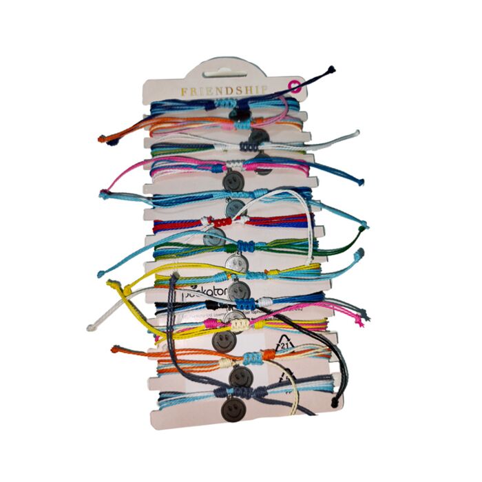 Bunte Freundschaftsarmbänder mit Smiley Anhänger