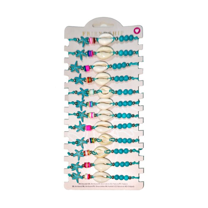 Eingewobene Blauen Perlen, Muscheln & Seesterne Freundschaftsarmbänder