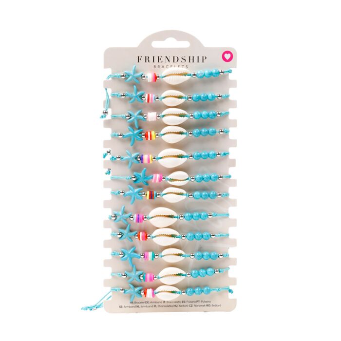 Eingewobene Blauen Perlen, Muscheln & Seesterne Freundschaftsarmbänder