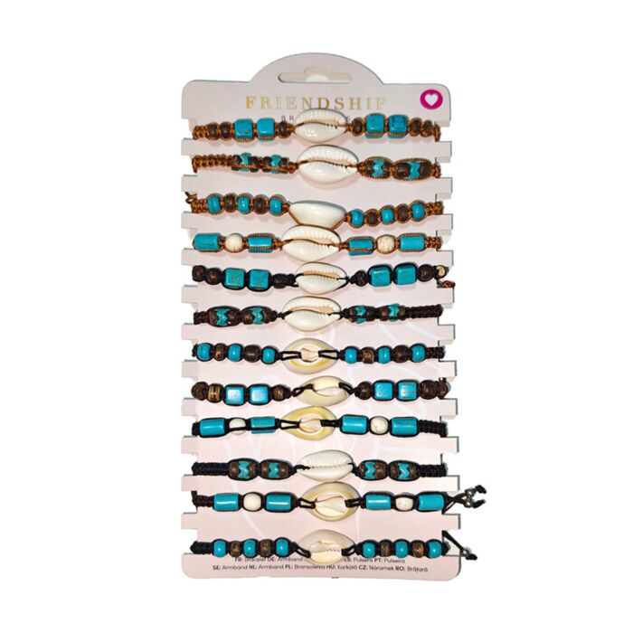 Eingewobene braune Perlen mit Muscheln Freundschaftsarmbänder