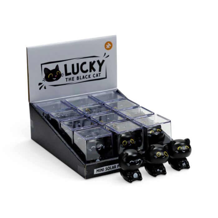 Lucky the Black Cat Katze Mini Solar Pal Wackelfigur