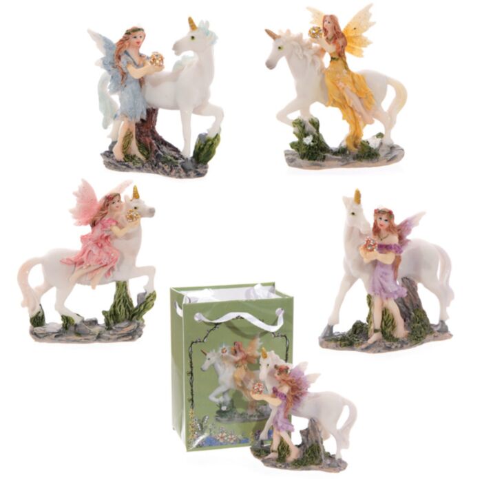 Blumenfee mit Einhorn in Geschenktüte