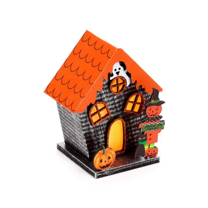 Spooky Spukhaus Kürbis Gespenst Halloween Schwarz LED-Dekoration
