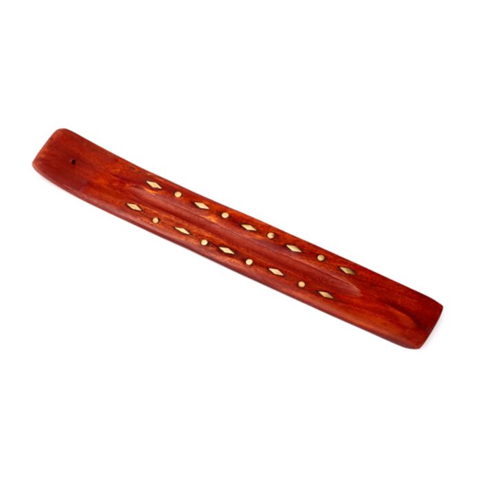 Mangoholz-Räucherstäbchenhalter mit Metall-Inlays