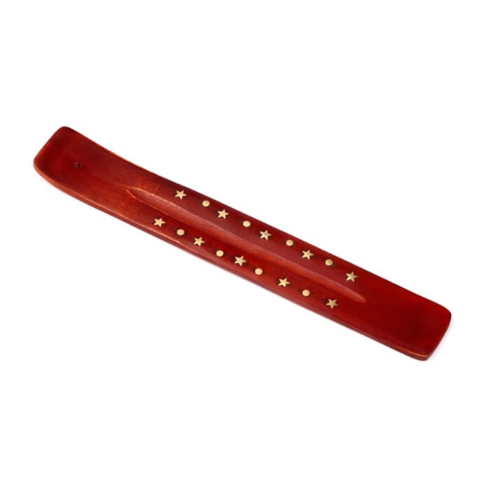 Mangoholz-Räucherstäbchenhalter mit Messingstern-Inlays