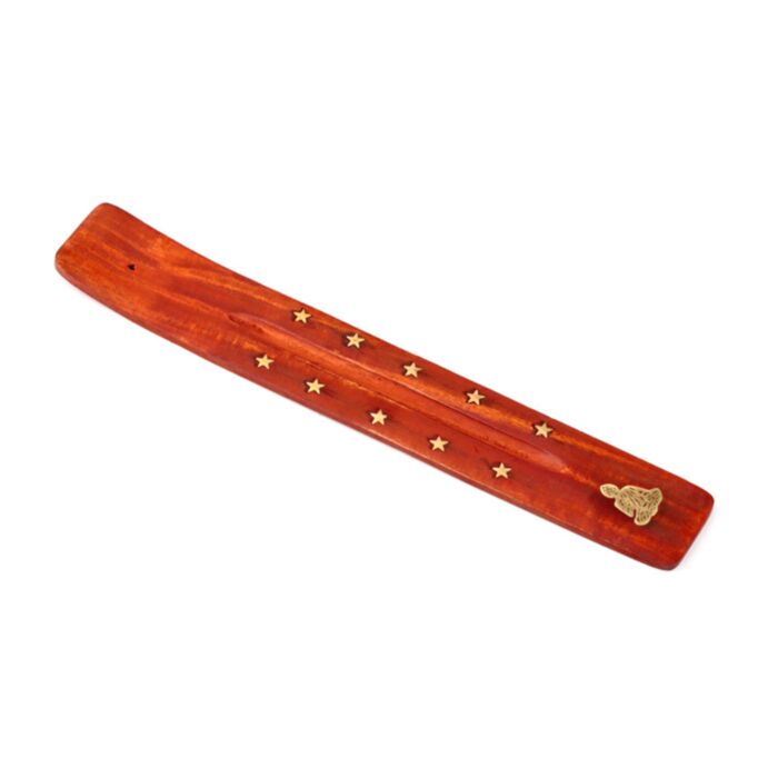 Mangoholz-Räucherstäbchenhalter Buddha & Sterne Inlays