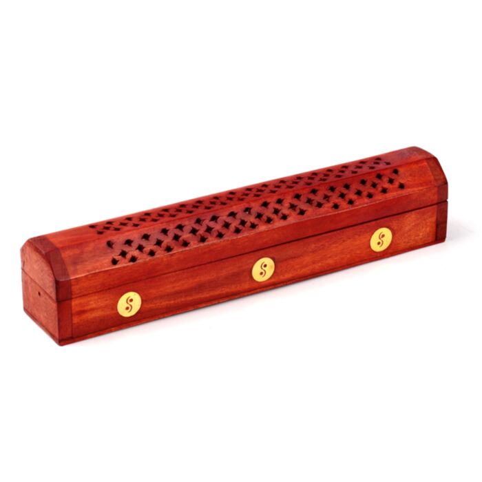 Mangoholz-Räucherbrenner-Box Dekorative Yin & Yang Inlays