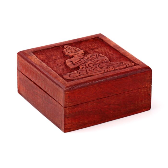 Mangoholz mit geschnitzten Thai Buddha Schmuckdose