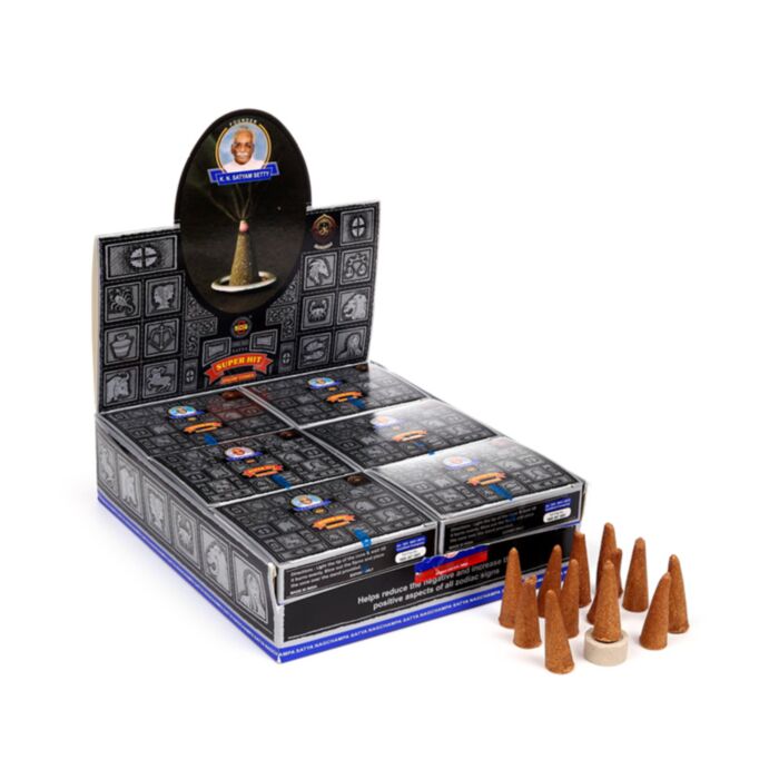 Satya Super Hit Nag Champa Dhoop Räucherkegel mit Keramikhalter