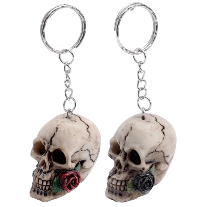 Skulls & Roses Totenkopf & Rosen Schlüsselanhänger