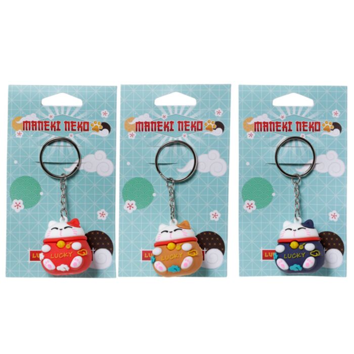 Maneki Neko Glückskatze 3D PVC-Schlüsselanhänger