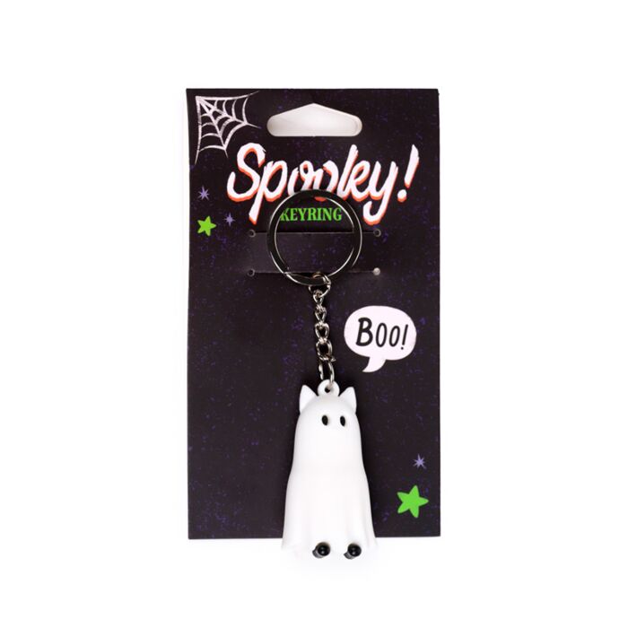 Spooky Gespenst Geist Katze 3D PVC-Schlüsselanhänger