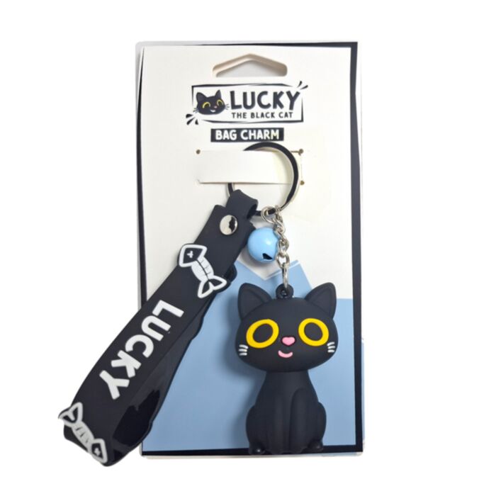 Lucky the Black Cat Katze 3D Taschen- und Schlüsselanhänger