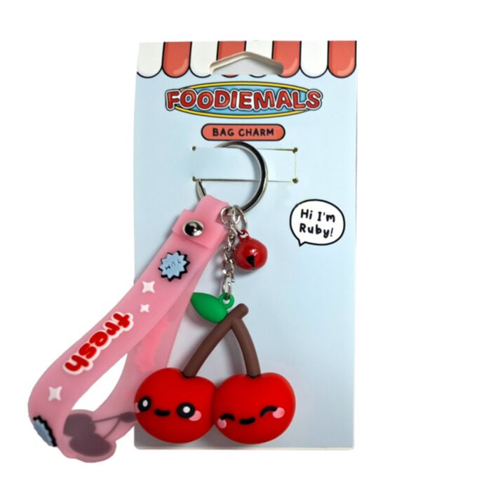 Foodiemals Ruby the Cherry Kirsche 3D Taschen-Charm Schlüsselanhänger
