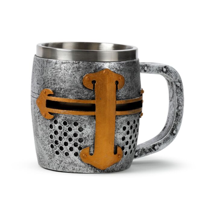 Mittelalter Ritter Gold-Silberner Helm Dekorativer Krug