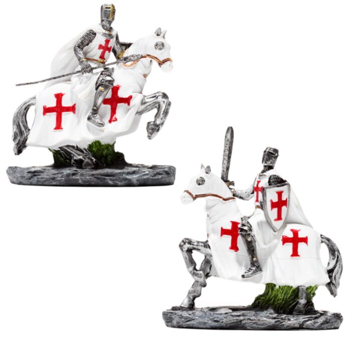 Mittelalter Kreuzritter Ritter zu Pferd Verteidiger Statue