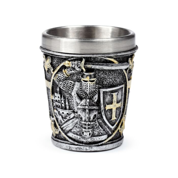 Mittelalter Ritter mit Schild Dekoratives Schnapsglas