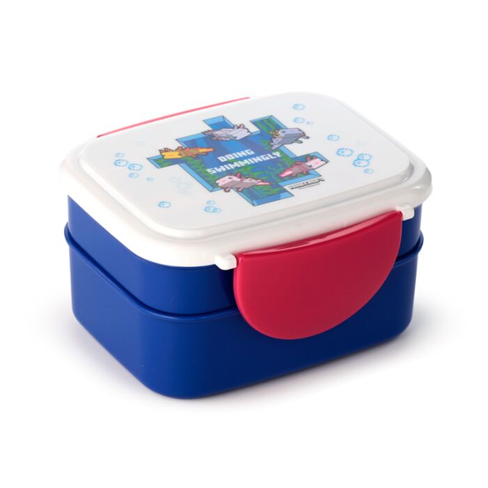 Minecraft Axolotl Stapelbare Bento-Lunchbox mit Besteck & Clipverschluss