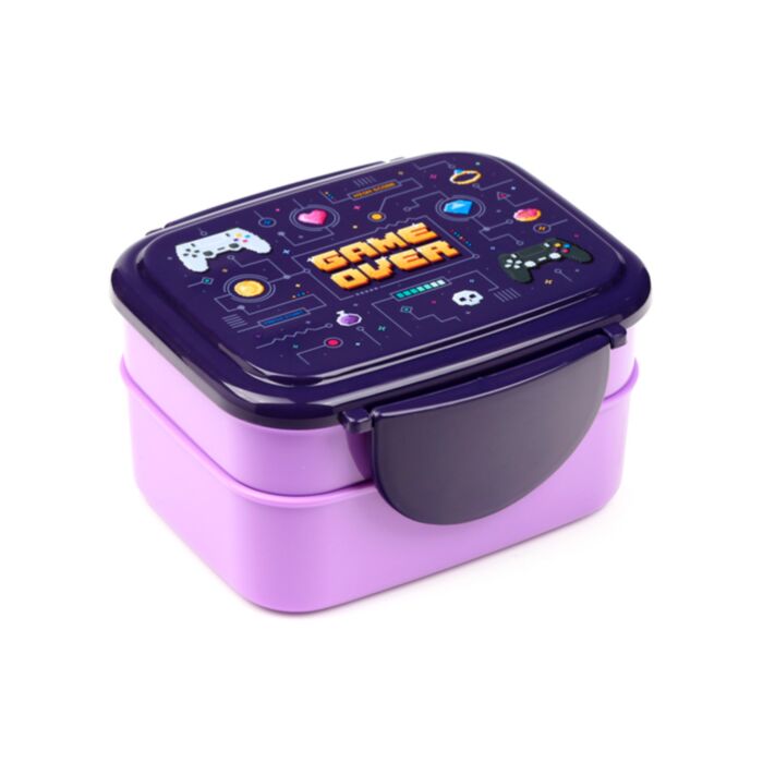Game Over Stapelbare Bento-Lunchbox mit Besteck & Clipverschluss
