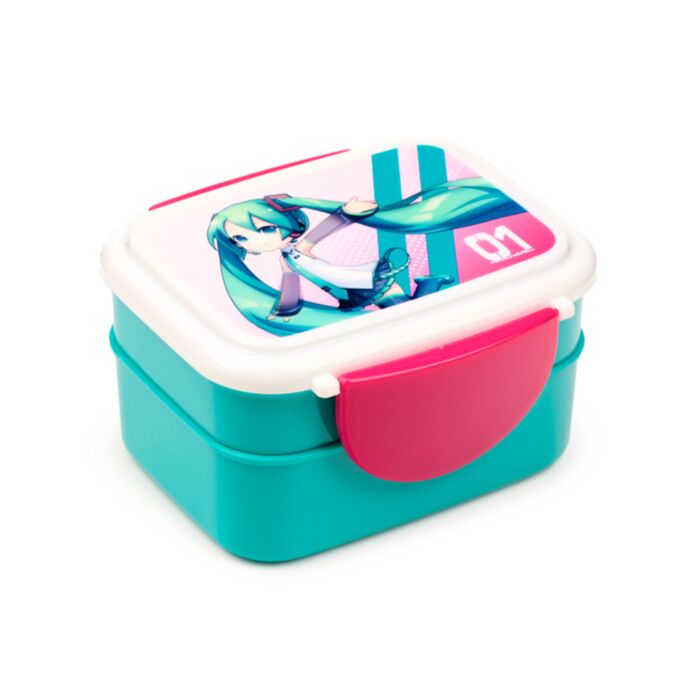 Hatsune Miku Anime Stapelbare Bento-Lunchbox mit Besteck & Clipverschluss