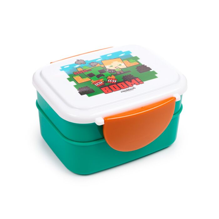 Minecraft SSS BOOM Stapelbare Bento-Lunchbox mit Besteck & Clipverschluss