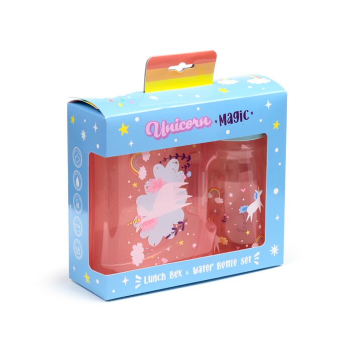 Unicorn Magic Einhorn Brotbox & Trinkflasche im Set