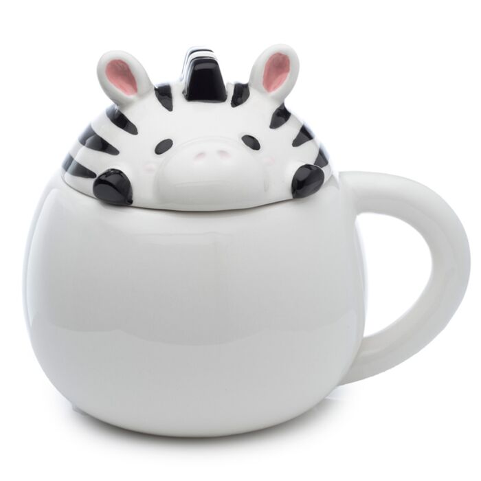 Adoramals Zebra Becher mit Tier-Deckel